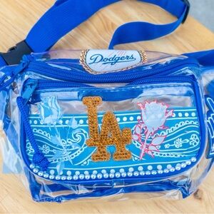 LOS ANGELES DODGERS ‘Blue Bandana’ Clear Fanny Pack 8” - Blue | Handmade